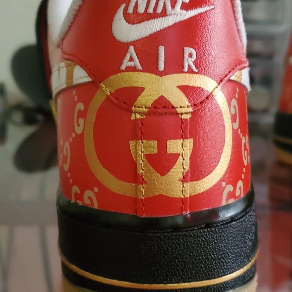 Fully customized "GUCCI" Air Force 1 07'S - Picture 4 of 7